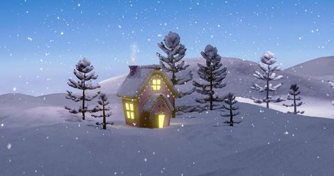 Cozy Christmas Cottage Amid Snowy Winter Wonderland