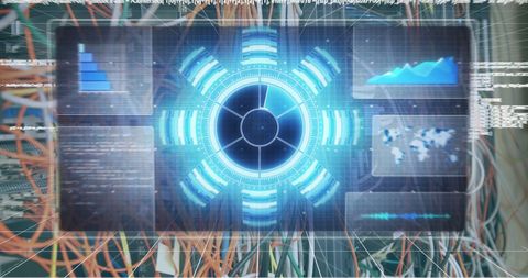 Futuristic Data Processing Interface in a Server Room - Download Free Stock Images Pikwizard.com