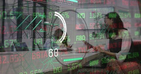 Businesswoman Ace Stock Analysis in Tech-Savvy Finance Session