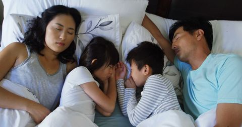 Family Bonding: Peaceful Sleep of Parents with Children