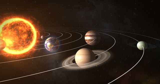 Solar System Planets Orbiting Around the Sun with Orbit Pathlines - Download Free Stock Photos Pikwizard.com