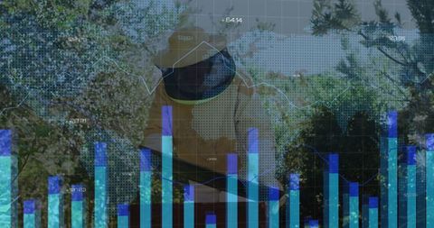 Beekeeper Analyzing Apiary Data Visualization for Sustainable Agriculture