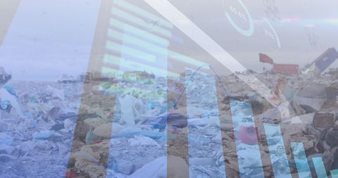 finance statistics overlaying polluted waste disposal landfill - Download Free Stock Images Pikwizard.com