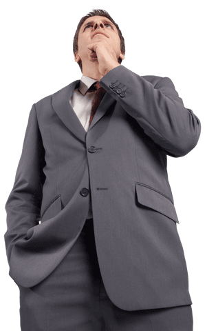Transparent Image of Contemplative Businessman in Suit Thinking