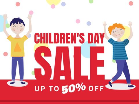 Colorful Children's Day Sale With Playful Cartoon Characters - Download Free Stock Templates Pikwizard.com