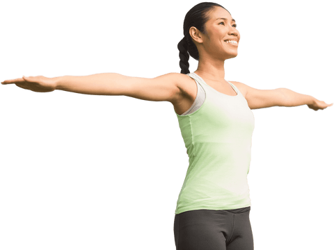 Transparent Joyful Woman Exercising Outdoors, Aiming for Fitness