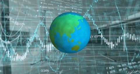 Global Finance Concept with Spinning Globe and Market Data - Download Free Stock Images Pikwizard.com