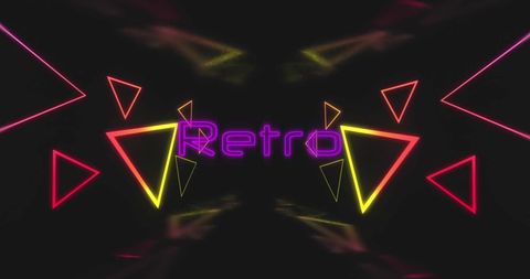 Neon Retro Design with Abstract Geometric Shapes on Black - Download Free Stock Images Pikwizard.com