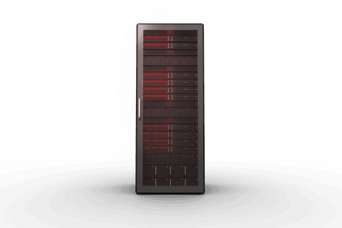 Depicts futuristic computer server featuring vivid red lighting symbolizing digital network connectivity. Perfect for illustrating articles or presentations on data processing, network infrastructure, or global technology advancements. Suitable for visually supporting digital storage solutions or information systems marketing materials.