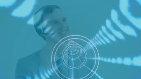 Digital Businessman with Data Flow Abstract Animation