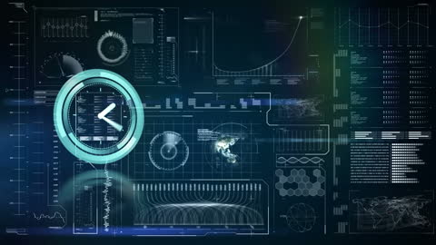 Futuristic Digital Interface with Animated Clock