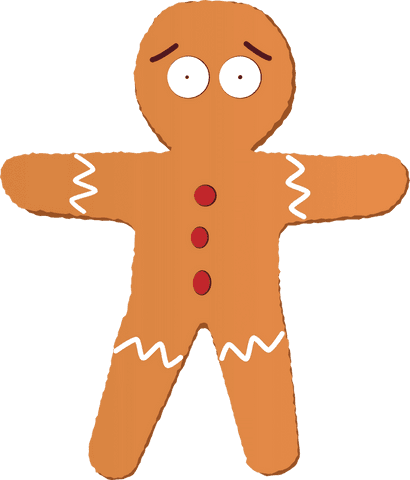 Playful gingerbread man cartoon holiday decoration transparent background