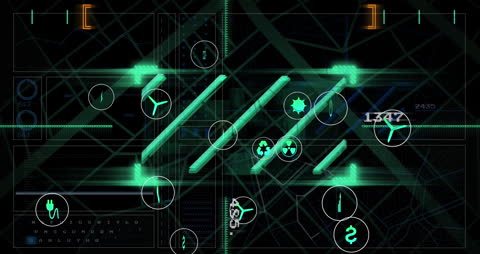 Futuristic Navigation Interface with Digital Graphics