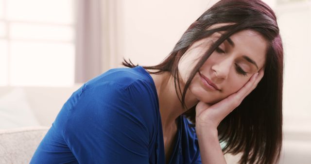 Woman Napping On Sofa In Serene Living Room - Download Free Stock Images Pikwizard.com