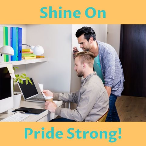 Couple Collaborating in Modern Home Office with Inspirational Pride Message - Download Free Stock Templates Pikwizard.com