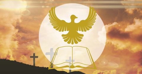 symbolic representation of christianity with dove, bible and crosses - Download Free Stock Images Pikwizard.com