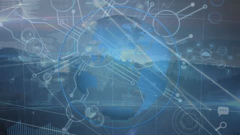 Digital Globe with Network Connections Over Earth Projection