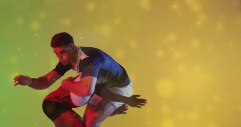 Dynamic Rugby Action with Vivid Light Effects