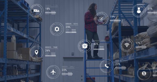 Warehouse Worker Managing Inventory with Digital Interface in Industrial Storage Facility - Download Free Stock Images Pikwizard.com