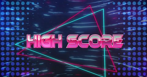 High Score Neon Text on Retro Futuristic Background - Download Free Stock Images Pikwizard.com