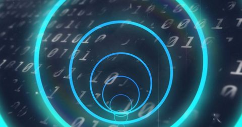 abstract blue neon circles over binary code digital concept - Download Free Stock Images Pikwizard.com