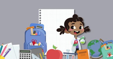 Cheerful Student Surrounded by School Supplies with Copy Space - Download Free Stock Images Pikwizard.com
