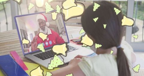 Girl Video Calling Santa with Christmas Treat Animation Overlay - Download Free Stock Images Pikwizard.com