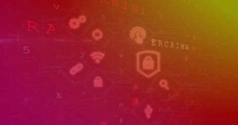 Abstract Cyber Security Hologram with Technology Icons - Download Free Stock Images Pikwizard.com