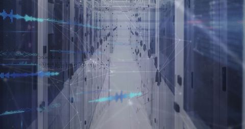Digital Code Superimposed over a Modern Data Center - Download Free Stock Images Pikwizard.com