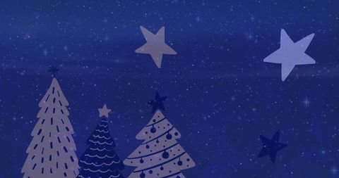 Winter Fantasy Wonderland with Christmas Trees and Stars