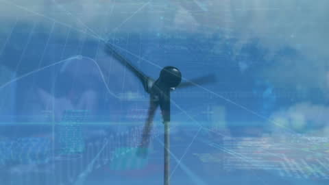 Wind Turbine with Overlay of Dynamic Data Graphics