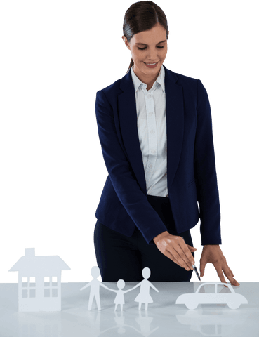 transparent woman arranging paper figures house family car - Download Free Stock Videos Pikwizard.com