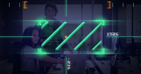 Businesswomen Collaborating with Digital Interface Overlay - Download Free Stock Images Pikwizard.com
