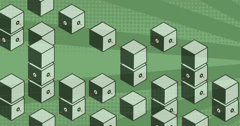 Abstract Digital Connections with 3D Cubes and Green Background - Download Free Stock Images Pikwizard.com