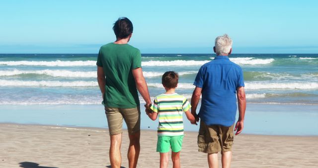 Multigenerational Family Walking on Beach, Bonding Time Outdoors - Download Free Stock Images Pikwizard.com