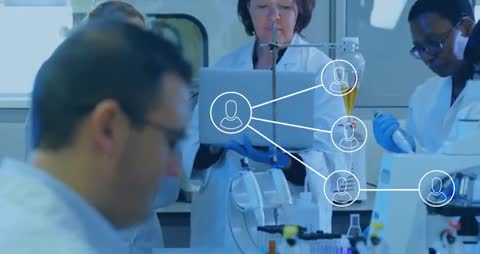 Scientists Analyzing Data in Advanced Laboratory Collaborative Environment