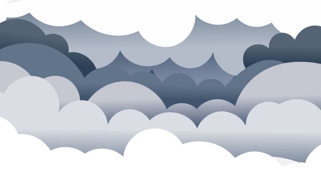 Full frame illustration shot of various shade clouds in sky, copy space. Vector, backgrounds, international day of peace, white, gray, hope, support.
