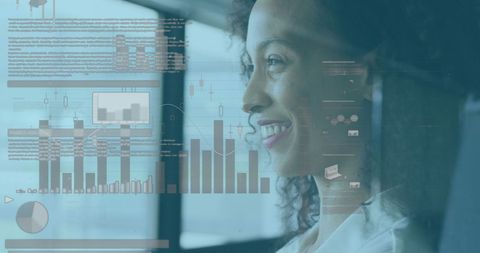 Smiling Professional Analyzing Digital Data Visualizations - Download Free Stock Images Pikwizard.com