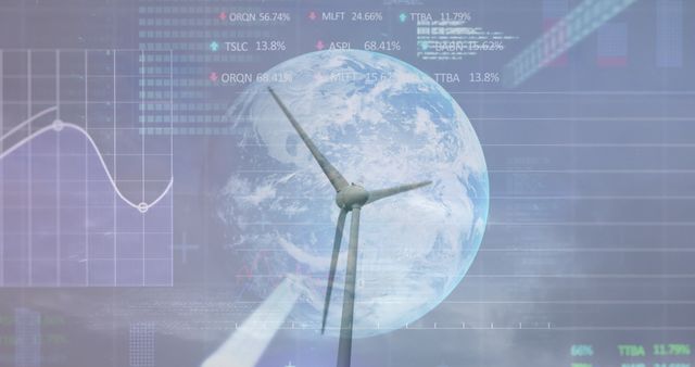 Sustainable Energy Finance Concept with Earth Overlay - Download Free Stock Images Pikwizard.com