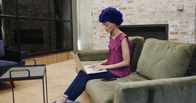 Young Woman Remote Working on Laptop in Modern Loft Apartment - Download Free Stock Images Pikwizard.com