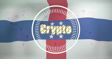 Crypto concept with netherlands antilles flag and digital icons