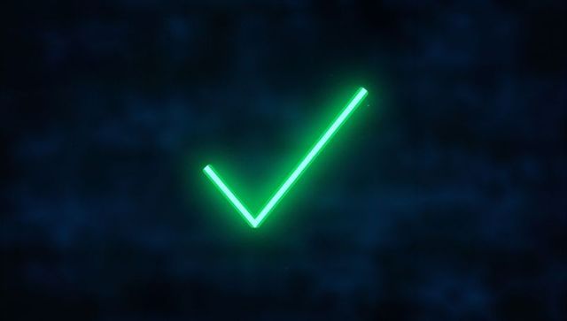 Neon Green Check Mark on Digital Background