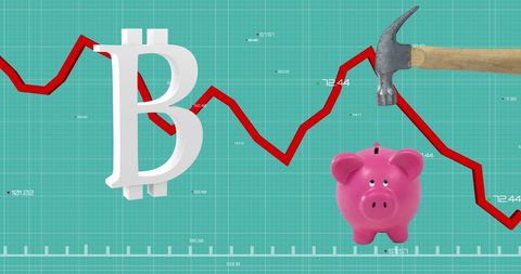Digital Finance Game: Bitcoin's Bear Market and Piggy Bank Challenge - Download Free Stock Images Pikwizard.com