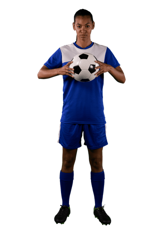 Focused Female Soccer Player in Blue Uniform on Transparent Background - Download Free Stock Videos Pikwizard.com