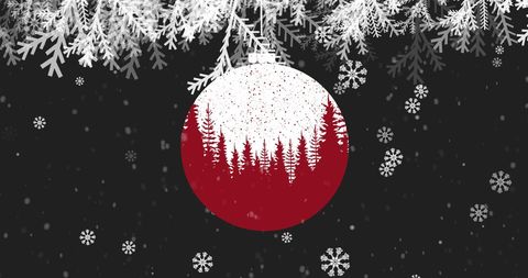 festive holiday bauble with snowy tree design - Download Free Stock Images Pikwizard.com