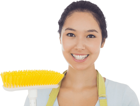 happy woman holding transparent cleaning brush - Download Free Stock Videos Pikwizard.com