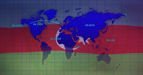 Global Map Grid Interface with Geographic Connectivity Visuals