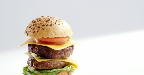 Classic Double Cheeseburger with Softened Background - Download Free Stock Images Pikwizard.com