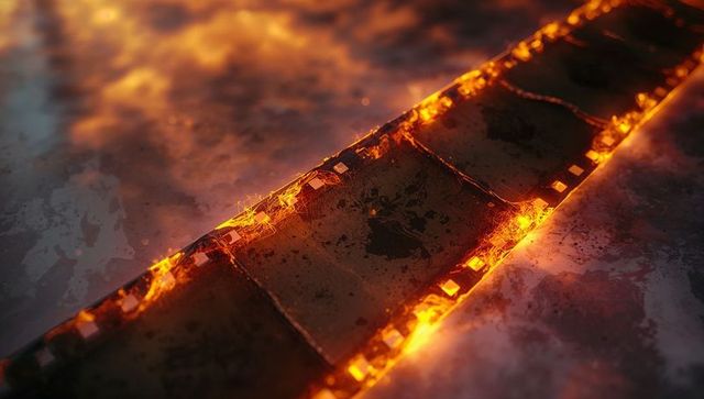 Futuristic Glowing Metallic Circuit Strip on Rusted Surface