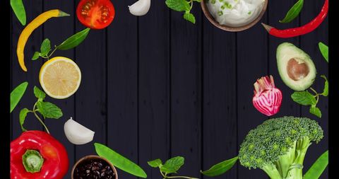 Assorted Fresh Vegetables on Rustic Black Wooden Background - Download Free Stock Images Pikwizard.com